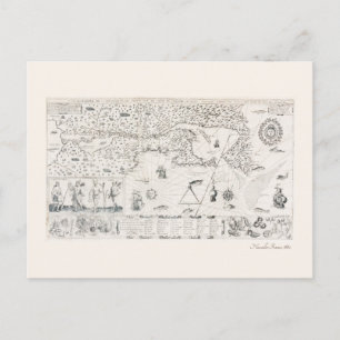 Mittelalterliche Weltkarte Quebec Nouvelle-France Postkarte