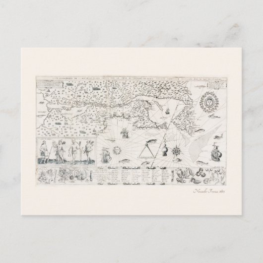 Mittelalterliche Weltkarte Quebec Nouvelle-Frankre Postkarte (Vorderseite)