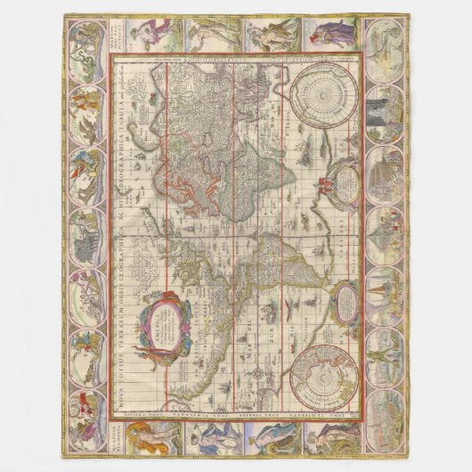 Mittelalterliche Weltkarte (von Willem Blaeu) Fleecedecke (Vorderseite)