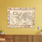 Mittelalterliche Weltkarte (von Willem Blaeu) Leinwanddruck (Insitu (Wohnzimmer))