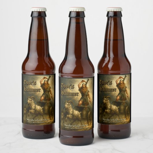 Mittelalterliche Wikinger-Gott Thor Vorlage Bierflaschenetikett (Flaschen)