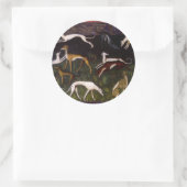 Mittelalterliche Windhunde im Deep Forest Runder Aufkleber (Tasche)