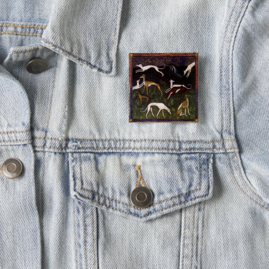 Mittelalterliche Windhunde im tiefen Holz Button (Beispiel)