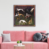 Mittelalterliche Windhunde im Wald Leinwanddruck (Insitu (Wohnzimmer))