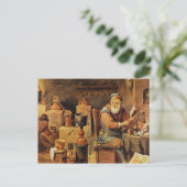 Mittelalterlicher Alchemist am Arbeitsplatz Postkarte (Stehend Vorderseite)
