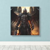Mittelalterlicher Angel Warrior - gearbeitete Lein Leinwanddruck (Insitu (Holzboden))