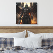 Mittelalterlicher Angel Warrior - gearbeitete Lein Leinwanddruck (Insitu (Schlafzimmer))