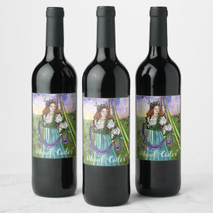 Mittelalterlicher Bauernhof Weinetikett