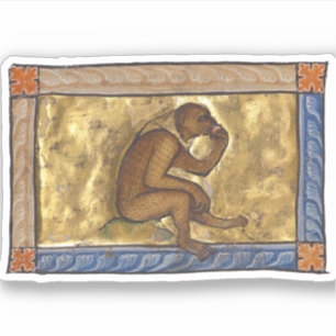 Mittelalterlicher Bestiarmonkey um 1270 Aufkleber