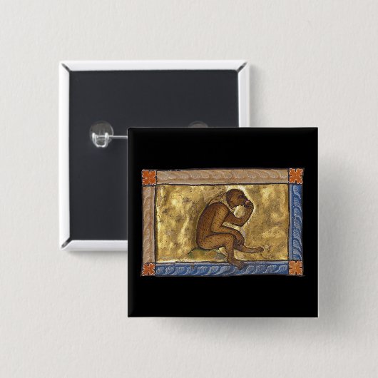 Mittelalterlicher Bestiarmonkey um 1270 Button (Vorne & Hinten)