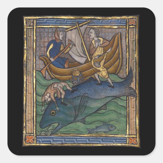 Mittelalterlicher Bestiarwal c. 1270 Quadratischer Aufkleber (Vorderseite)