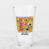 mittelalterlicher blorbeleuchteter Letter K Monogr Glas (Vorderseite)