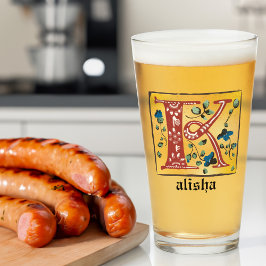 mittelalterlicher blorbeleuchteter Letter K Monogr Glas