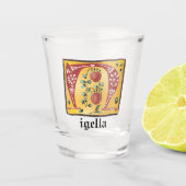 mittelalterlicher blorbeleuchteter Letter N Monogr Schnapsglas (Vorderseite)