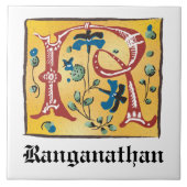 mittelalterlicher blorbeleuchteter Letter R Monogr Fliese (Vorderseite)