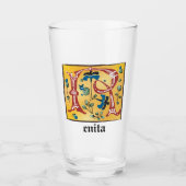 mittelalterlicher blorbeleuchteter Letter R Monogr Glas (Vorderseite)