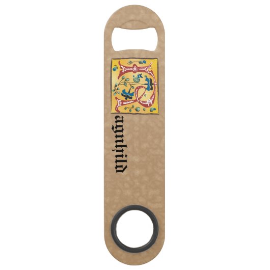mittelalterlicher blorbeleuchteter Letter R Monogr Speed Flaschenöffner (Vorderseite)