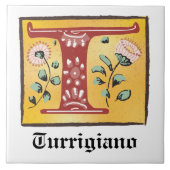 mittelalterlicher blorbeleuchteter Letter T Monogr Fliese (Vorderseite)