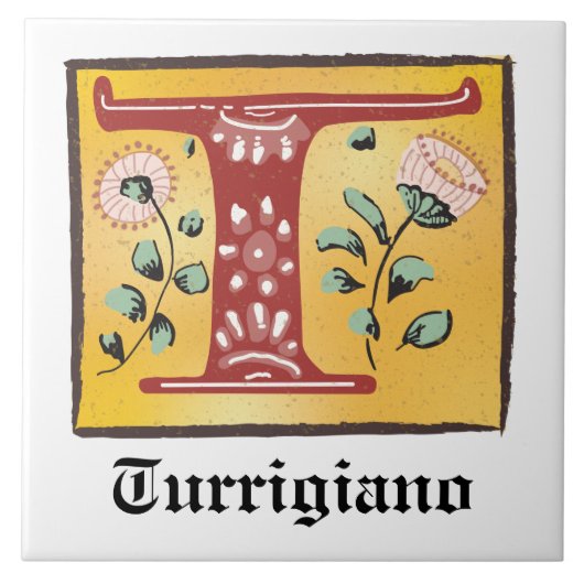 mittelalterlicher blorbeleuchteter Letter T Monogr Fliese (Vorderseite)