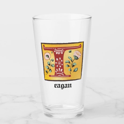 mittelalterlicher blorbeleuchteter Letter T Monogr Glas (Vorderseite)