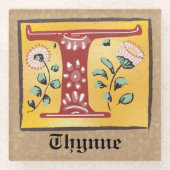 mittelalterlicher blorbeleuchteter Letter T Monogr Glasuntersetzer (Vorderseite)