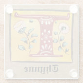 mittelalterlicher blorbeleuchteter Letter T Monogr Glasuntersetzer (Rückseite)