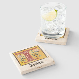 mittelalterlicher blorbeleuchteter Letter T Monogr Steinuntersetzer