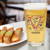 mittelalterlicher blorbeleuchteter Letter V Monogr Glas