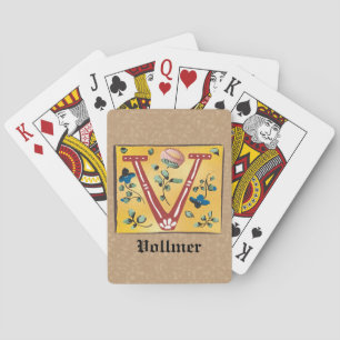 mittelalterlicher blorbeleuchteter Letter V Monogr Spielkarten
