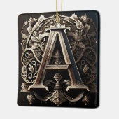 Mittelalterlicher Blumenbrief A Keramikornament (Links)