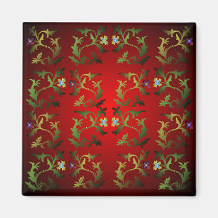 Mittelalterlicher Blumenmuster-Quadrat-Magnet Magnet