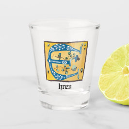 mittelalterlicher blutlichter Letter E Monogramm Schnapsglas