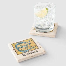 mittelalterlicher blutlichter Letter E Monogramm Steinuntersetzer