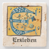 mittelalterlicher blutlichter Letter E Monogramm Steinuntersetzer (Vorderseite)