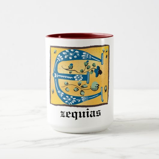 mittelalterlicher blutlichter Letter E Monogramm Tasse (Zentrum)