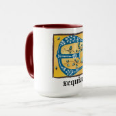 mittelalterlicher blutlichter Letter E Monogramm Tasse (Vorderseite Links)