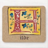Mittelalterlicher blutlichter Letter H Monogramm Mousepad (Vorne)