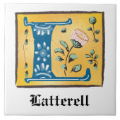 Mittelalterlicher blutlichter Letter L Monogramm Fliese (Vorderseite)