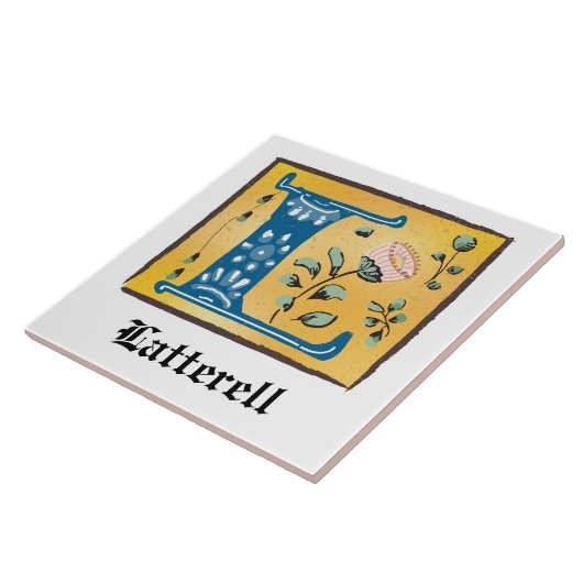 Mittelalterlicher blutlichter Letter L Monogramm Fliese (Seite)