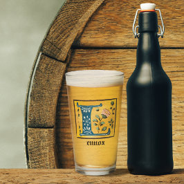 Mittelalterlicher blutlichter Letter L Monogramm Glas