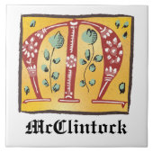 mittelalterlicher blutlichter Letter M Monogramm Fliese (Vorderseite)