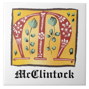 mittelalterlicher blutlichter Letter M Monogramm Fliese