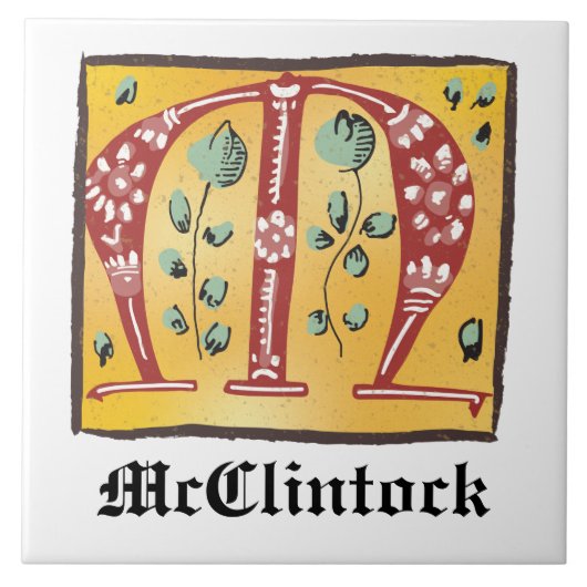 mittelalterlicher blutlichter Letter M Monogramm Fliese (Vorderseite)