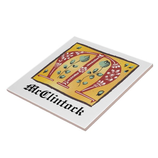 mittelalterlicher blutlichter Letter M Monogramm Fliese (Seite)