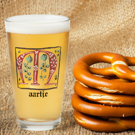 mittelalterlicher blutlichter Letter M Monogramm Glas