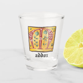mittelalterlicher blutlichter Letter M Monogramm Schnapsglas