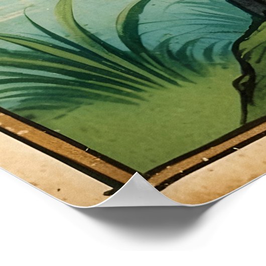 Mittelalterlicher Charmanter Wasserfall Leopard Poster (Ecke)