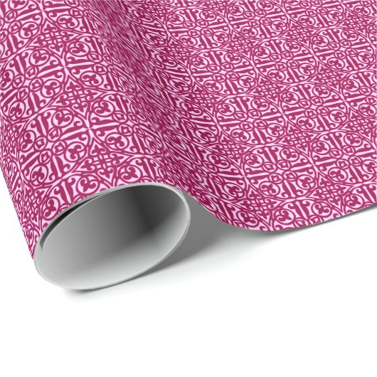 Mittelalterlicher Damast Fleur-de-lis, Bordeaux Geschenkpapier (Rolleneckpunkt)