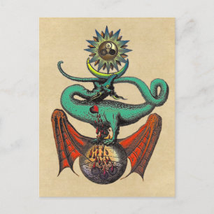 Mittelalterlicher Drache aus dem Ripley Scroll Sep Postkarte