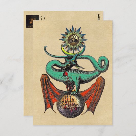 Mittelalterlicher Drache aus dem Ripley Scroll Sep Postkarte (Vorne/Hinten)